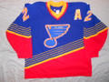 St. Louis Blues 1994-95 Blue Al MacInnis w/ "A" HHOF Nice Wear!!