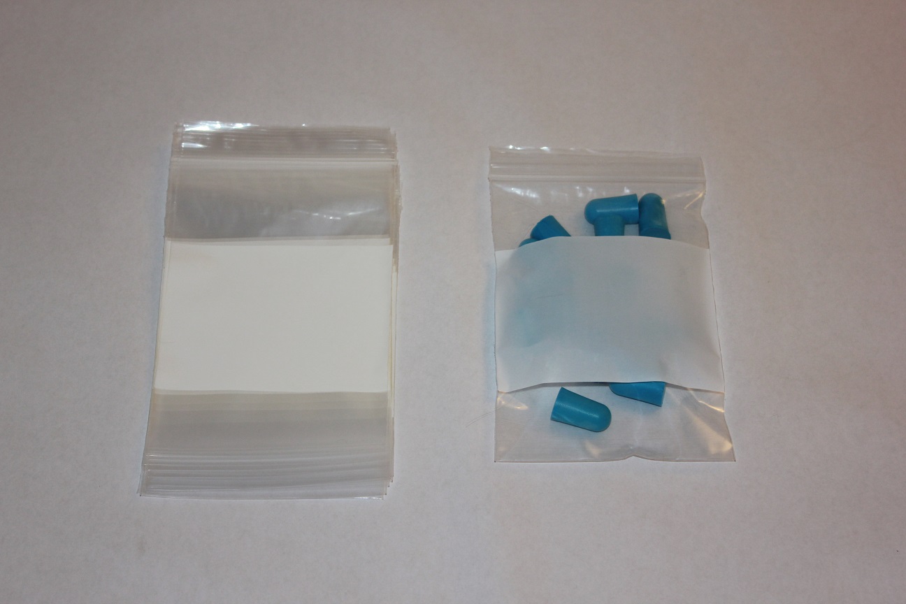 White block reclosable poly bags