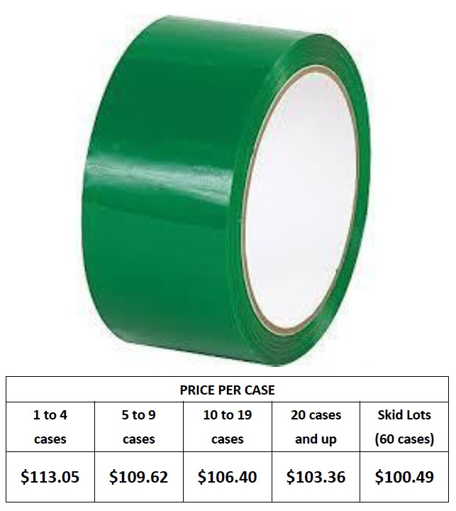 Green Colored Carton Sealing Tape - 2 x 110 yard