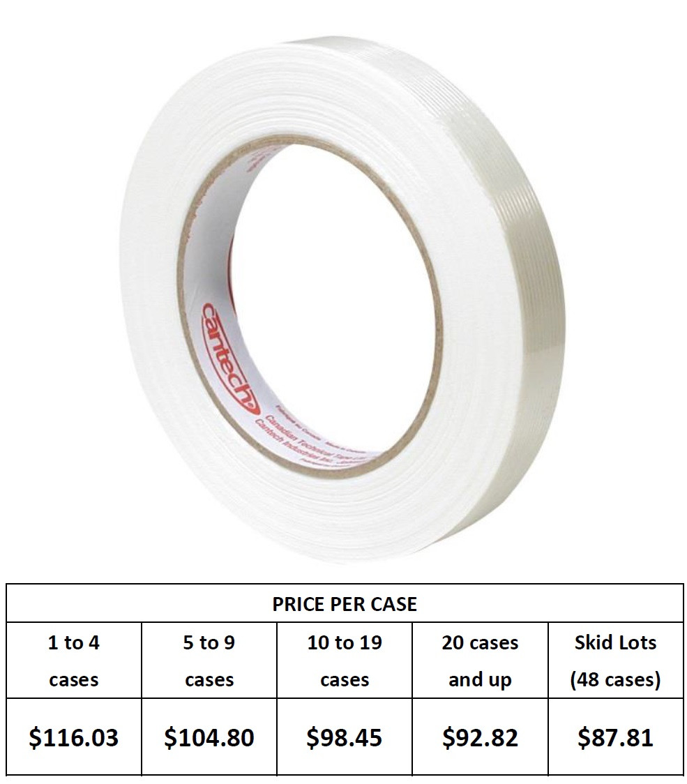 General Purpose Filament Tape, 12mm (1/2") x 55m (60 yard), 4.5 mil