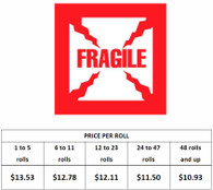 "Fragile", 4" x 4" Label, 500 labels/roll