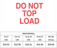 "Do Not Top Load", 3" x 5" Label, 500 labels/roll