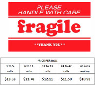 "Please Handle With Care Fragile", 3" x 5" Label, 500 labels/roll