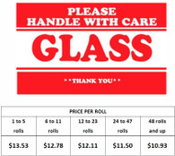 "Please Handle With Care Glass", 3" x 5" Label, 500 labels/roll
