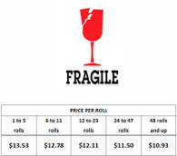 "Fragile", 3" x 4" Label, 500 labels/roll