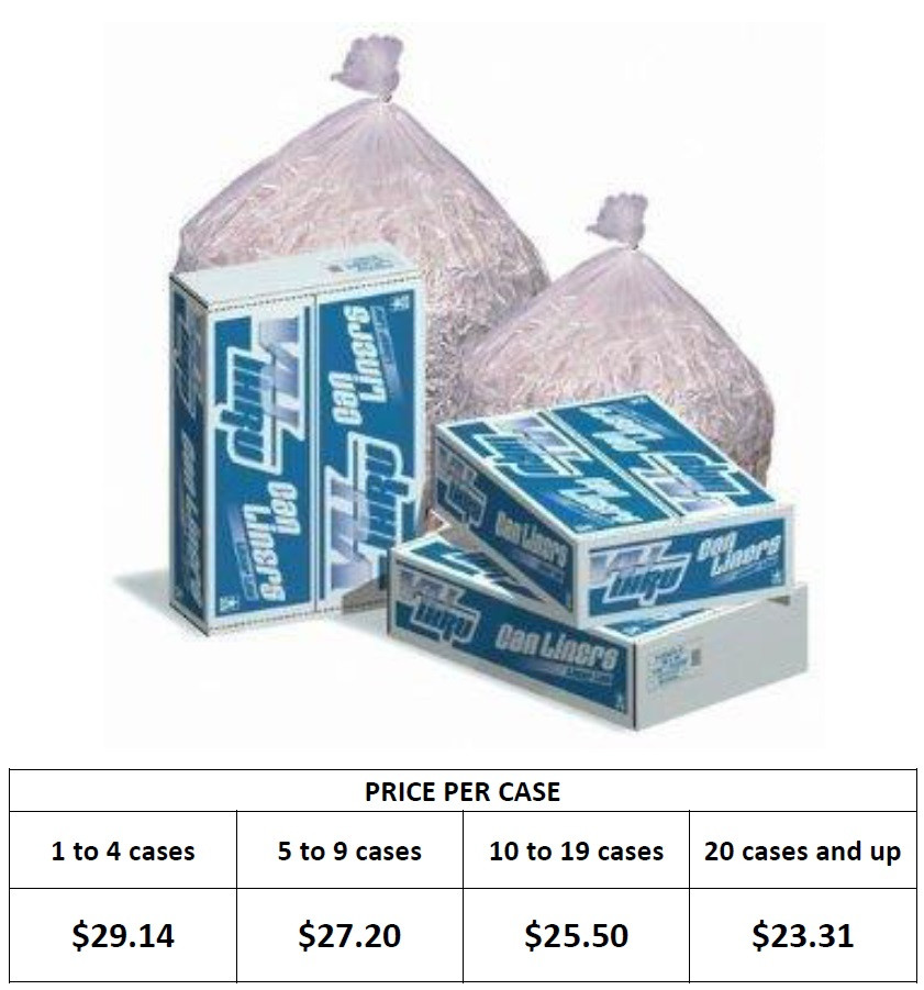 24" x 32" (1216 gallon) Clear Can Liner (Light Duty)