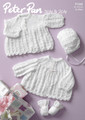 Peter Pan Knitting Pattern - Kids Cardigan, Hat, & Booties / Mitts (P1065)