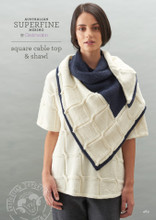 Cleckheaton Superfine Merino 8ply Knitting Pattern - Square Cable Top & Shawl (469)