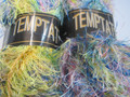 TEMPTATION FAUX FUR YARN, BLUE/YELLOW,50GR,NO 616,SCARF YARN,ITALIAN