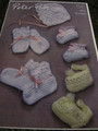 PETER PAN LEAFLET,NO P1255, BOOTEES,MITTS,ONE SIZE,4PLY CROCHET