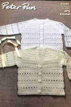 Peter Pan Crochet Pattern - Babys Cardigan 4 Ply (P1254)