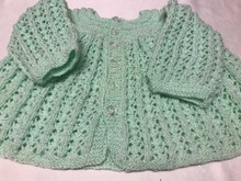 Matinee Jacket made in Aqua Panda Lustre