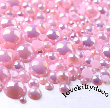 Pink Flat Back Beads Gems & Cabochon Mix 