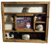 Cowhide backed Buckle Display
Great for Rodeo Awards and Barrel Racing Awards
