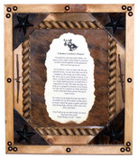 Rodeo Cowboy Prayer in Rustic Pine Frame.