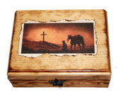 Praying Cowboy Handmade Jewelry Box - Other Pics Available