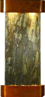 Adagio Cascade Springs Solid Green Slate & Round Copper Frame Wall Fountain