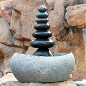 Garden Age Supply Seven Rock Cairn Tower Tabletop Fountain Hand Carved From Stone