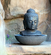 Garden Age Supply Buddha Head Water Fountain Hand Carved From Lava Stone