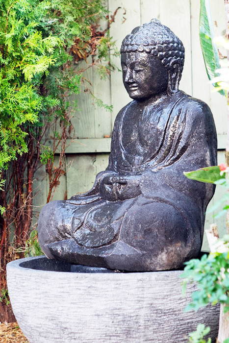 Garden Age Supply Large Sitting Buddha Water Fountain Hand Carved