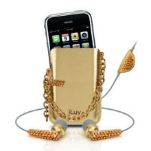 iLuv Crystal In-Ear Earphones & Holster for iPhone i80-GLD