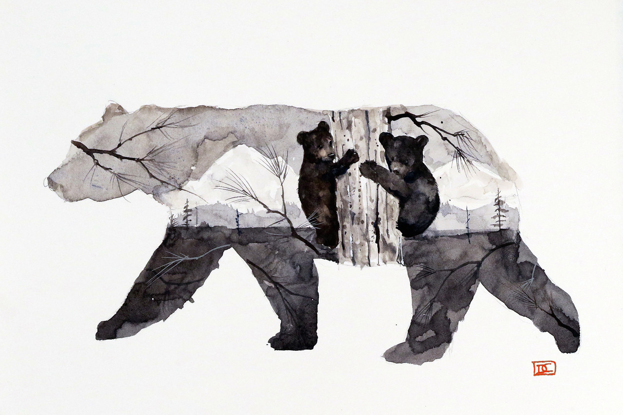 MAMA BEAR CUBS Limited Edition Giclee Print From An Original Painting By MAMA BEAR CUBS Limited Edition Giclee Print From An Original Painting By