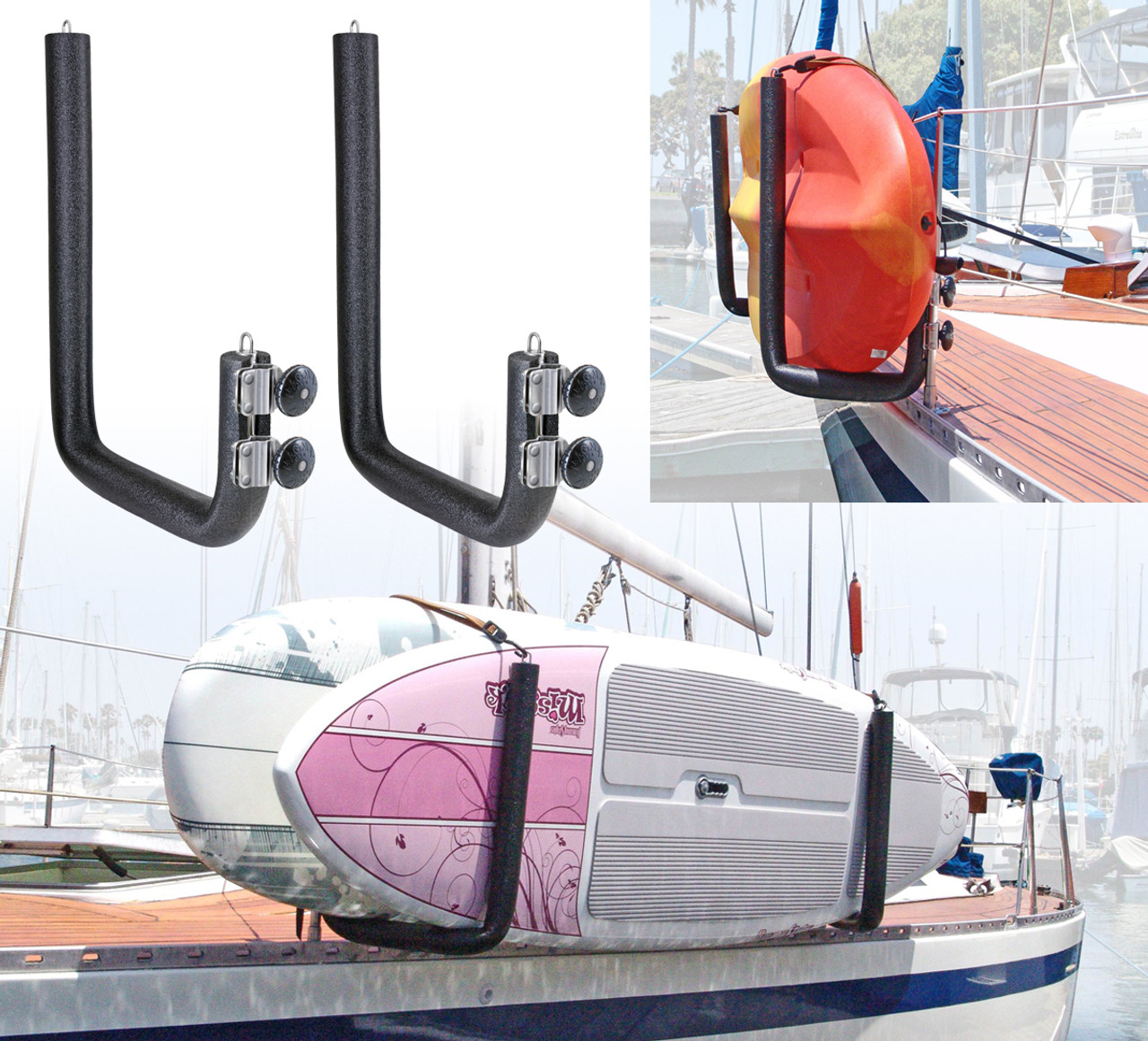 Rail Mounted Kayak Rack for Boats | Stainless Steel 