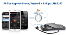 Philips Dictation App for iPhone and Android with Philips LFH-7277 Digital Transcription Kit