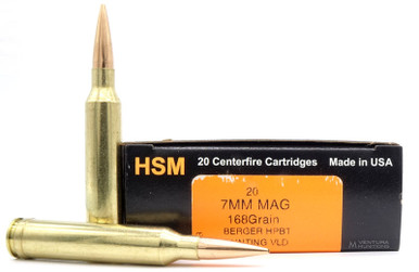 HSM 7mm Remington Magnum 168gr VLD Ammo - 20 Rounds