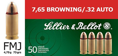 Sellier & Bellot 32 ACP 73gr FMJ Ammo - 50 Rounds