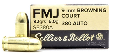Sellier & Bellot 380 ACP 92gr FMJ Ammo - 50 Rounds