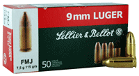 Sellier & Bellot 9mm 115gr FMJ Ammo - 50 Rounds