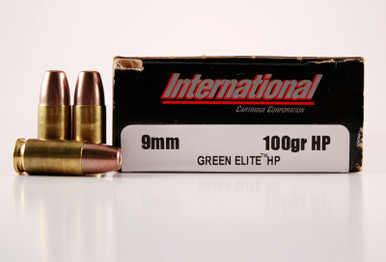 International Cartridge 9mm 100gr Green Elite HP Duty Frangible Ammo - 50 Rounds