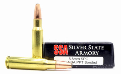 Silver State Armory 6.8 SPC 90gr Nosler PPT Bonded Core Ammo - 20 Rounds