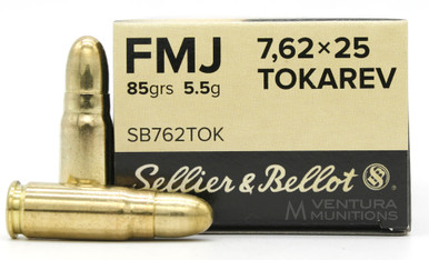 Sellier & Bellot 7.62x25 Tokarev 85gr FMJ Ammo - 50 Rounds