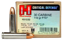 Hornady Critical Defense 30 Carbine 110gr FTX Ammo - 25 Rounds