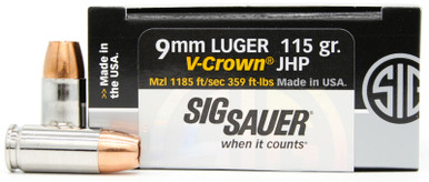 Sig Sauer Elite Performance 9mm 115gr V-Crown JHP Ammo - 20 Rounds