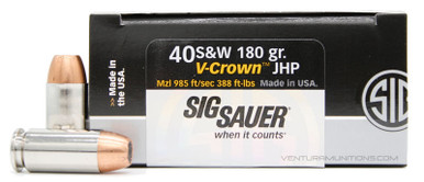 Sig Sauer Elite Performance 40 S&W 180gr V-Crown JHP Ammo - 20 Rounds