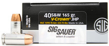 Sig Sauer Elite Performance 40 S&W 165gr V-Crown JHP Ammo - 20 Rounds
