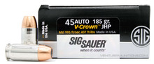 Sig Sauer Elite Performance 45 ACP 185gr V-Crown JHP Ammo - 20 Rounds
