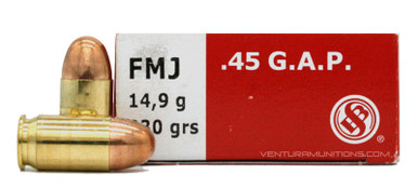 Sellier & Bellot 45 GAP 230gr FMJ Ammo - 50 Rounds