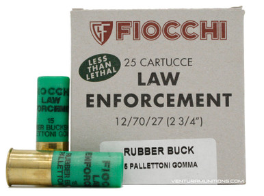 Fiocchi 12 Gauge 2.75" 00 Rubber Buckshot 15 Pellet Ammo - 25 Rounds