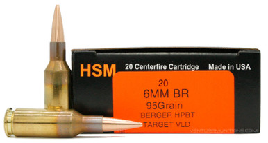 HSM 6mm BR 95gr Match Target VLD HPBT Ammo - 20 Rounds