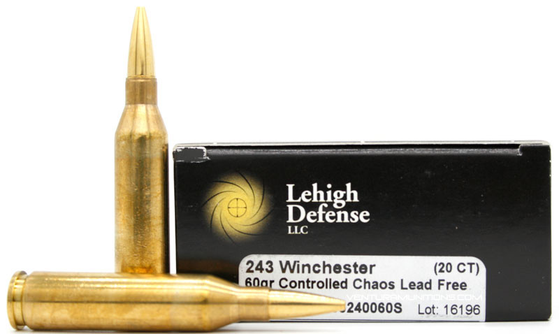 Lehigh Defense 243 Winchester 60gr HV Controlled Chaos Ammo - 20 Rounds -  Ventura Munitions