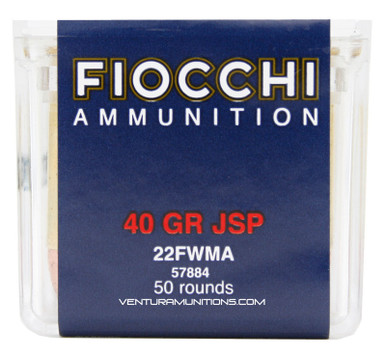 Fiocchi 22 Win Mag 40gr JSP Ammo - 50 Rounds