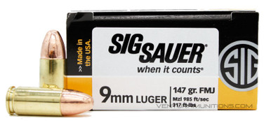 Sig Sauer Elite Performance 9mm 147gr Ball FMJ Ammo - 50 Rounds