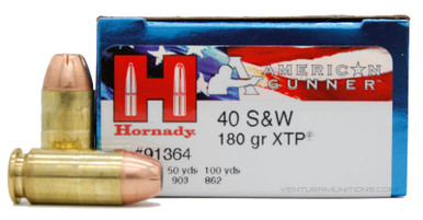Hornady American Gunner 40 S&W 180gr XTP HP Ammo - 25 Rounds
