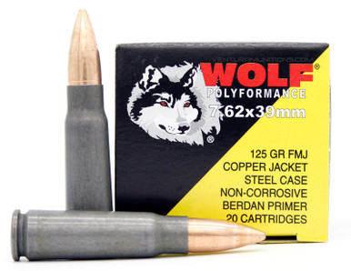 Wolf Polyformance 7.62x39 125gr Copper FMJ (Non-Magnetic) Ammo - 20 Rounds