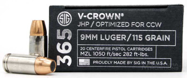Sig Sauer 365 Elite Performance 9mm 115gr V-Crown JHP Ammo - 20 Rounds 