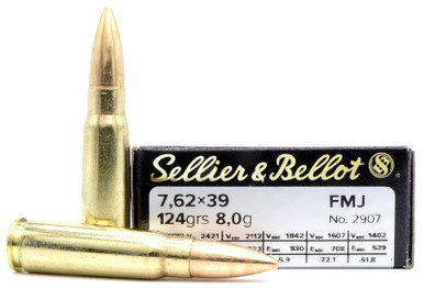 Sellier & Bellot 7.62x39mm 124gr FMJ Ammo - 20 Rounds
